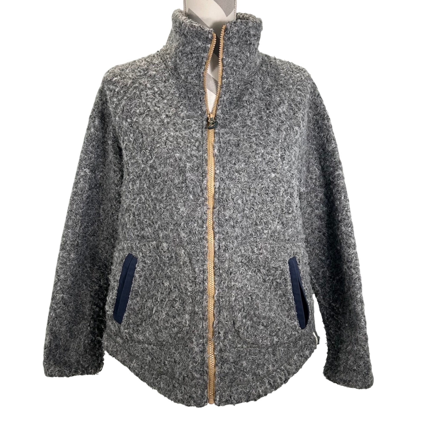 Woolrich Siskiyou Womens Grey Curly Sherpa Fleece Full Zip Jacket Small